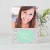 Zickzack Mint Gray Foto Abschluss Ankündigung (Stehend Vorderseite)