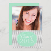 Zickzack Mint Gray Foto Abschluss Ankündigung (Vorne/Hinten)