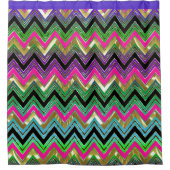 Zickzack mit schwarzem Streifen Duschvorhang (Vorderseite)