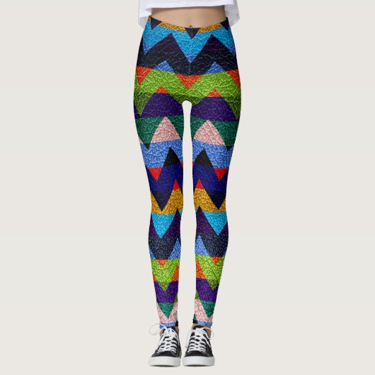 Zickzack modernes Leder #5 Leggings (Vorderseite)