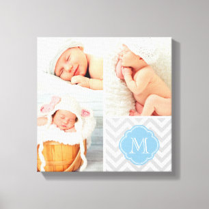 Zickzack Monogram Baby Foto Collage Kinderzimmer A Leinwanddruck
