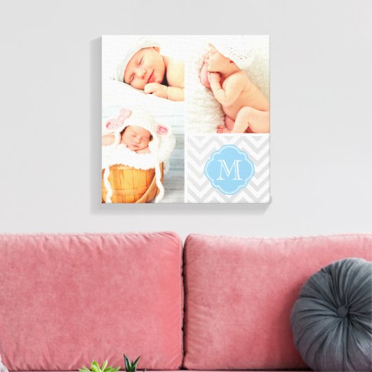 Zickzack Monogram Baby Foto Collage Kinderzimmer A Leinwanddruck (Insitu (Wohnzimmer))