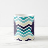 Zickzack Monogram Navy Blue Creme Kaffeetasse (Mittel)