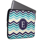 Zickzack Monogram Navy Blue Creme Laptopschutzhülle (Vorne Rechts)