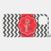 Zickzack Monogramm-Abdeckung von Grau und Korallen Case-Mate iPhone Hülle (Rückseite (Horizontal))