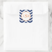 Zickzack Monogramm-Aufkleber Quadratischer Aufkleber (Tasche)
