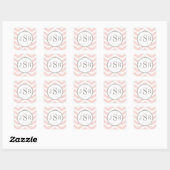 Zickzack Monogramm-Aufkleber Quadratischer Aufkleber (Blatt)