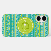 Zickzack Monogramm aus Aquamarinem Aztec Case-Mate iPhone Hülle (Rückseite (Horizontal))