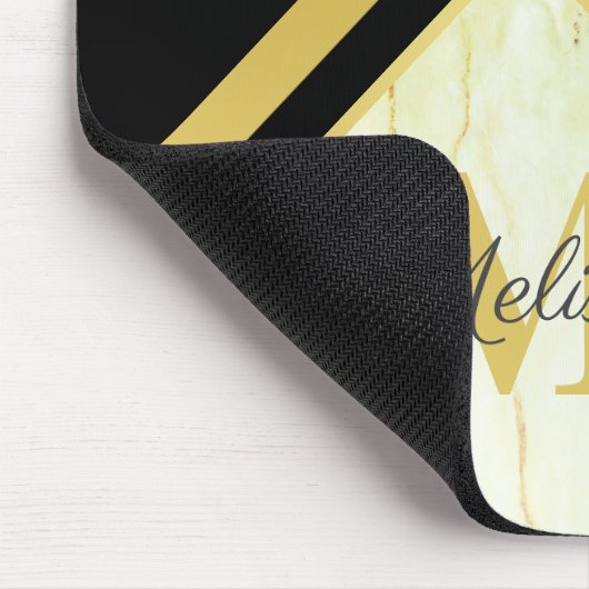 Zickzack Monogramm aus Marble Black Mousepad (Ecke)