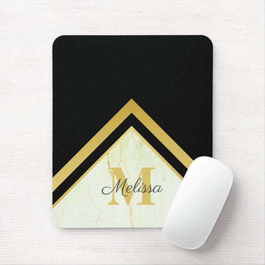Zickzack Monogramm aus Marble Black Mousepad (Mit Mouse)