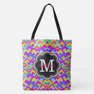 Zickzack Monogramm aus Nebel Tasche
