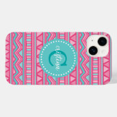 Zickzack Monogramm aus rosa und türkisfarben Aztec Case-Mate iPhone Hülle (Rückseite (Horizontal))