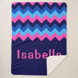 Zickzack Monogramm, blau-rosa, große Sherpa-Decke Sherpadecke