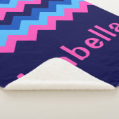 Zickzack Monogramm, blau-rosa, große Sherpa-Decke Sherpadecke (3/4)