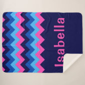 Zickzack Monogramm, blau-rosa, große Sherpa-Decke Sherpadecke (Vorderseite (Horizontal))