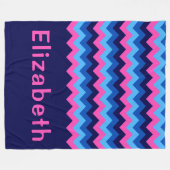Zickzack Monogramm, blau-rosa, großes Fleece (Vorderseite (Horizontal))