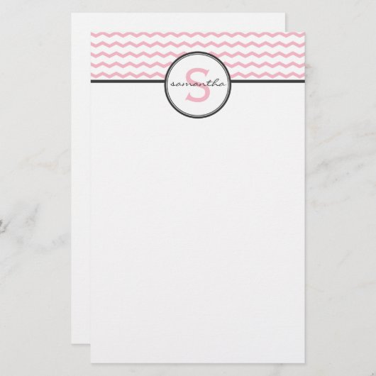 Zickzack Monogramm Briefpapier (Vorne/Hinten)