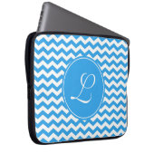 Zickzack Monogramm, elegant, trendig, hellblau Laptopschutzhülle (Vorne Rechts)