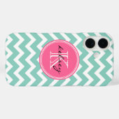 Zickzack Monogramm für Aqua und Rosa Case-Mate iPhone Hülle (Rückseite (Horizontal))