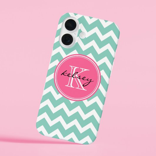 Zickzack Monogramm für Aqua und Rosa Case-Mate iPhone Hülle
