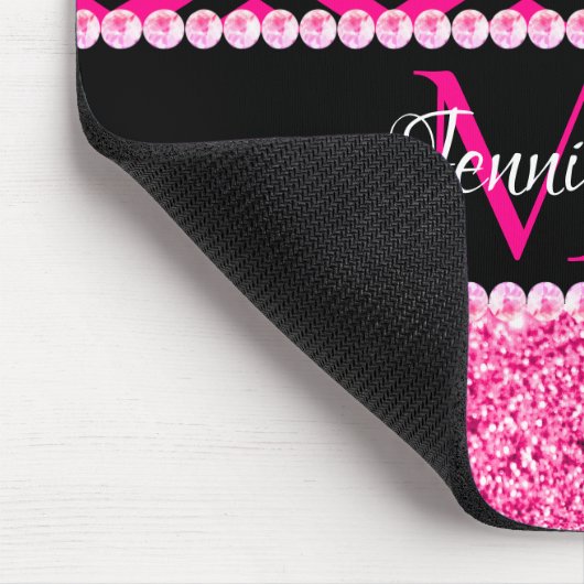 Zickzack Monogramm für den Schwarzweißrosa-Glitzer Mousepad (Ecke)