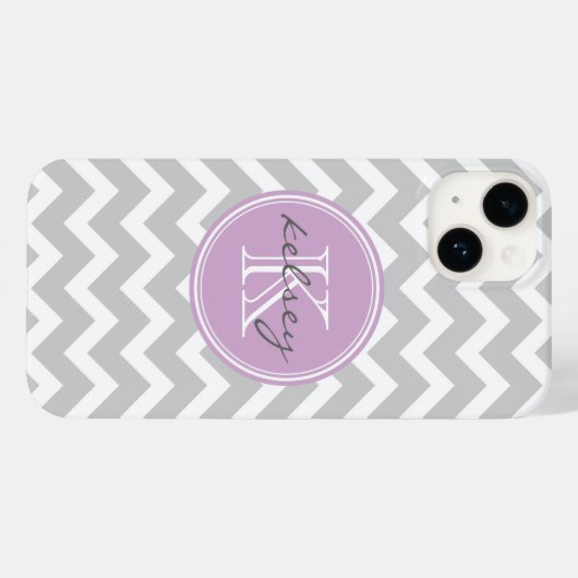 Zickzack Monogramm für Grau und Lilac Case-Mate iPhone Hülle (Rückseite (Horizontal))