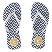 Zickzack Monogramm für Navy und Gold Badesandalen (Fußbett)