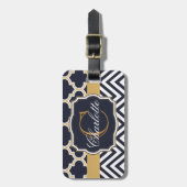 Zickzack Monogramm Gepäckanhänger (Vorderseite vertikal)