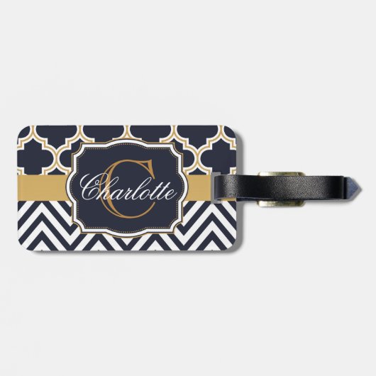 Zickzack Monogramm Gepäckanhänger (Rückseite horizontal)