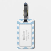 Zickzack Monogramm-Gepäckmarke Blau Gepäckanhänger (Rückseite vertikal)