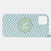 Zickzack Monogramm Grau und Blau Case-Mate iPhone Hülle (Rückseite (Horizontal))