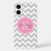 Zickzack Monogramm, grau und rosa Case-Mate iPhone Hülle (Rückseite)