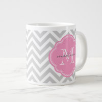 Zickzack Monogramm, grau und rosa