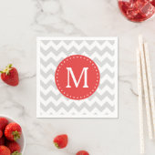 Zickzack Monogramm, grau und rot Serviette (Beispiel)