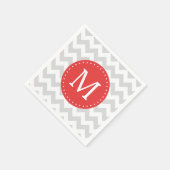 Zickzack Monogramm, grau und rot Serviette (Ecke)