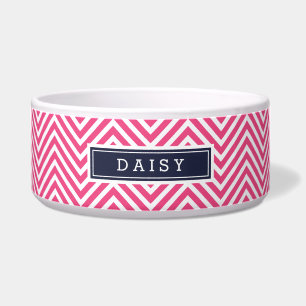 Zickzack Monogramm in Rosa und Navy Blau Napf