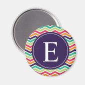 Zickzack Monogramm Lila grünes Rosa Orange Magnet (Vorderseite/Rückseite)
