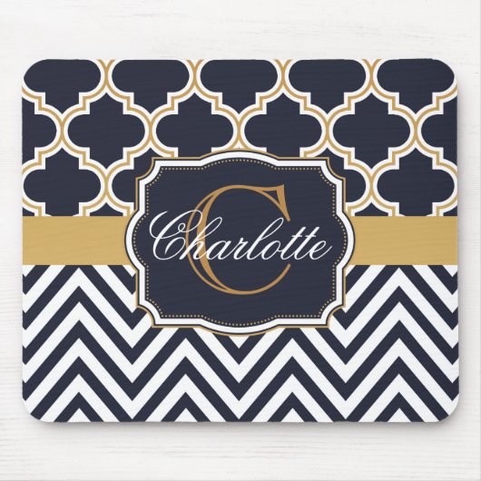 Zickzack Monogramm Mousepad (Vorne)