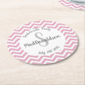 Zickzack Monogramm-Party rosa und weiß Runder Pappuntersetzer (Angewinkelt)