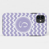 Zickzack Monogramm-Retro Lila und weiß Case-Mate iPhone Hülle (Rückseite (Horizontal))
