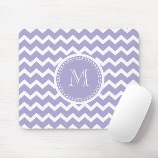 Zickzack Monogramm-Retro Lila und weiß Mousepad (Mit Mouse)