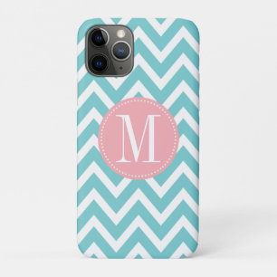Zickzack Monogramm, rosa und hellblau Case-Mate iPhone Hülle