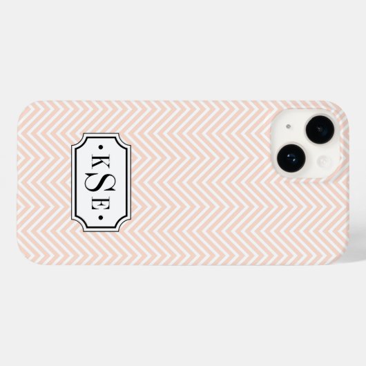 Zickzack Monogramm, rosa und schwarz Case-Mate iPhone Hülle (Rückseite (Horizontal))