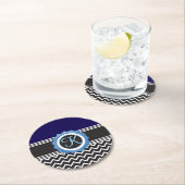 Zickzack Monogramm Runder Pappuntersetzer (Vor Ort)