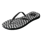 Zickzack Monogramm Schwarz/Weiß Badesandalen (Schrägansicht)