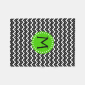 Zickzack Monogramm Schwarz/Weiß Fleecedecke (Vorderseite (Horizontal))