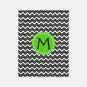 Zickzack Monogramm Schwarz/Weiß Fleecedecke