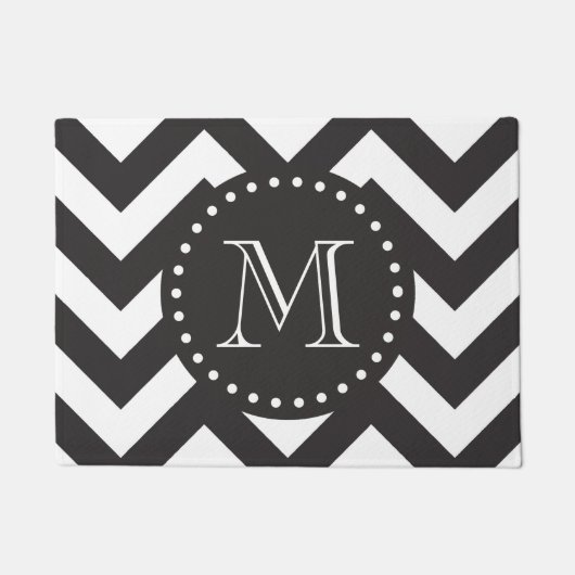 Zickzack Monogramm Schwarz/Weiß Zigzag Fußmatte (Vorderseite)