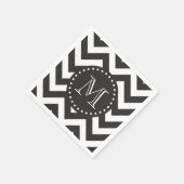 Zickzack Monogramm Schwarz/Weiß Zigzag Serviette (Ecke)