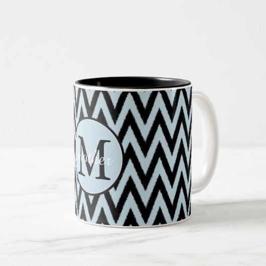 Zickzack Monogramm Zweifarbige Tasse (VorderseiteRechts)